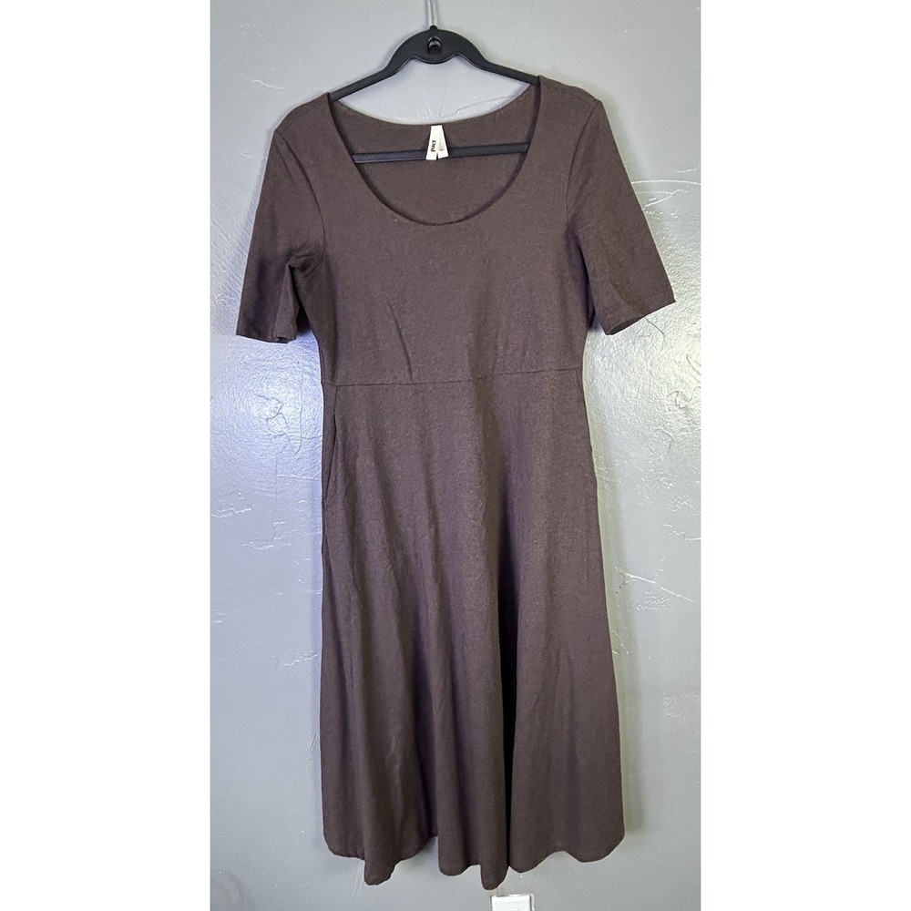 pact fit and flare dress Chocolate Brown Organic Cotton Large Granola Natural